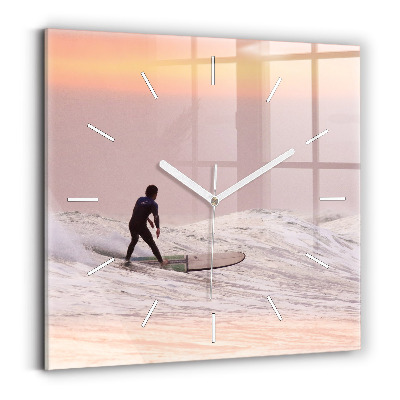 Square wall clock Surfer in Hawaii