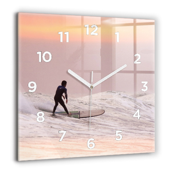 Square wall clock Surfer in Hawaii
