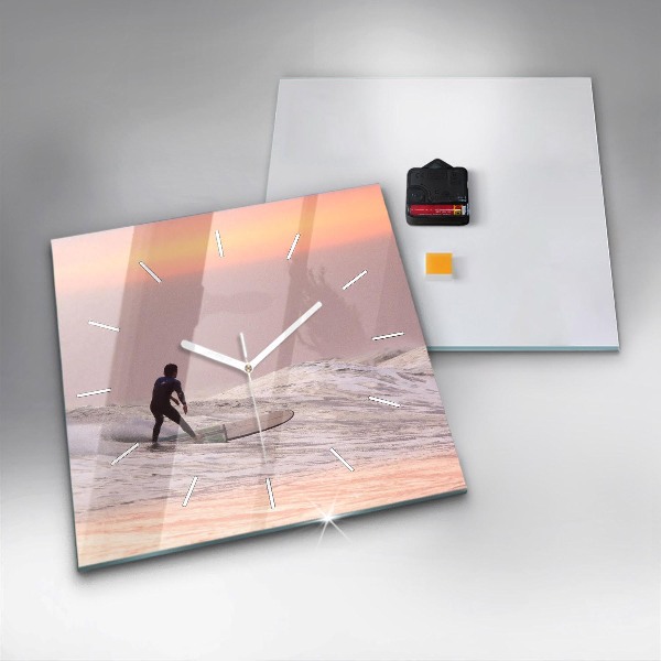 Square wall clock Surfer in Hawaii