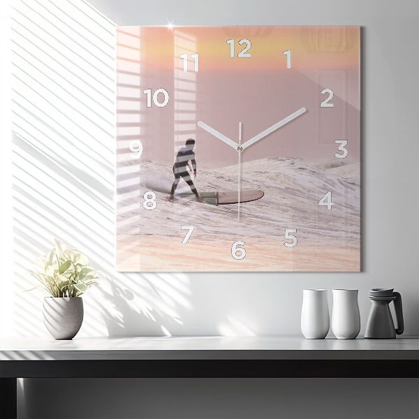 Square wall clock Surfer in Hawaii