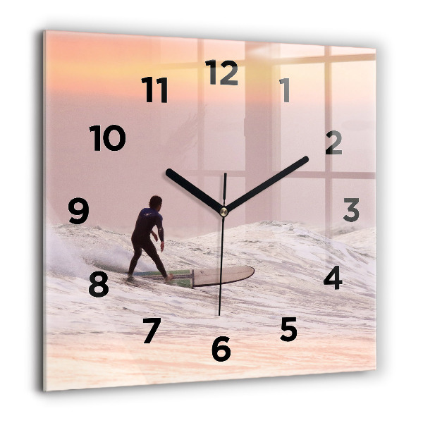 Square wall clock Surfer in Hawaii