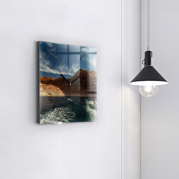Square wall clock Person on water skis