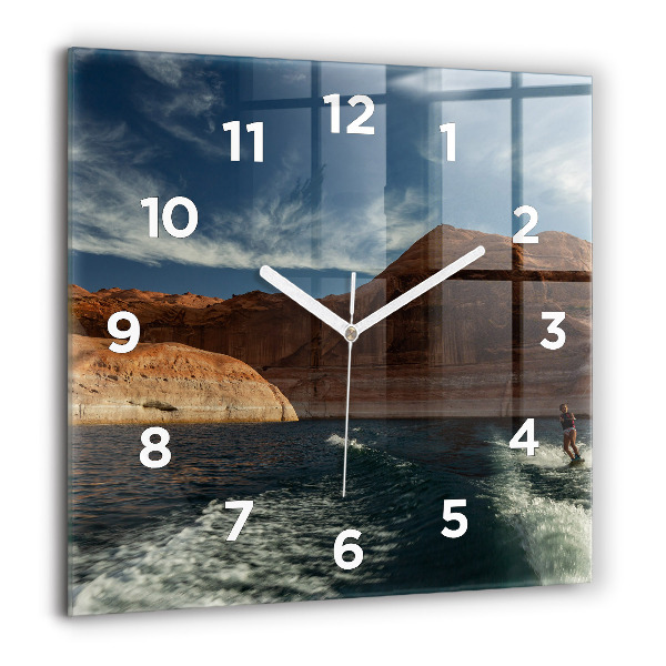 Square wall clock Person on water skis