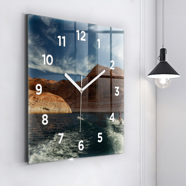 Square wall clock Person on water skis