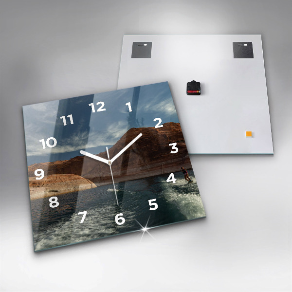 Square wall clock Person on water skis