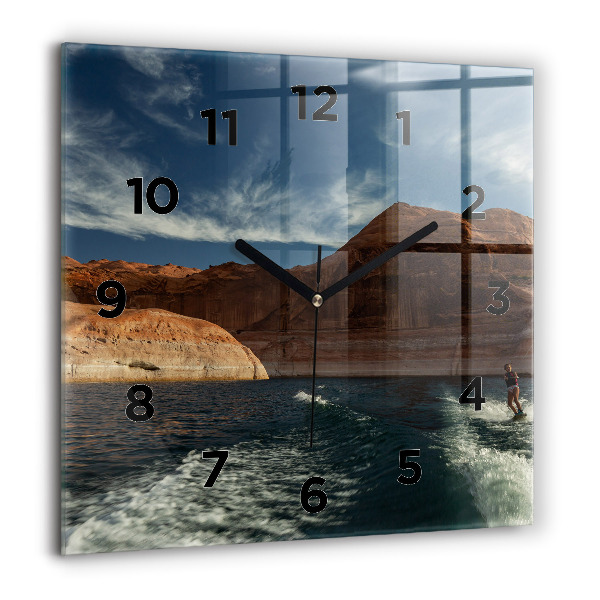 Square wall clock Person on water skis