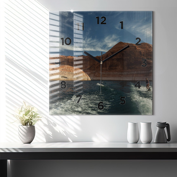 Square wall clock Person on water skis