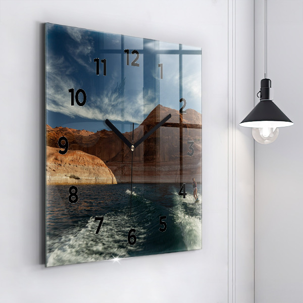 Square wall clock Person on water skis