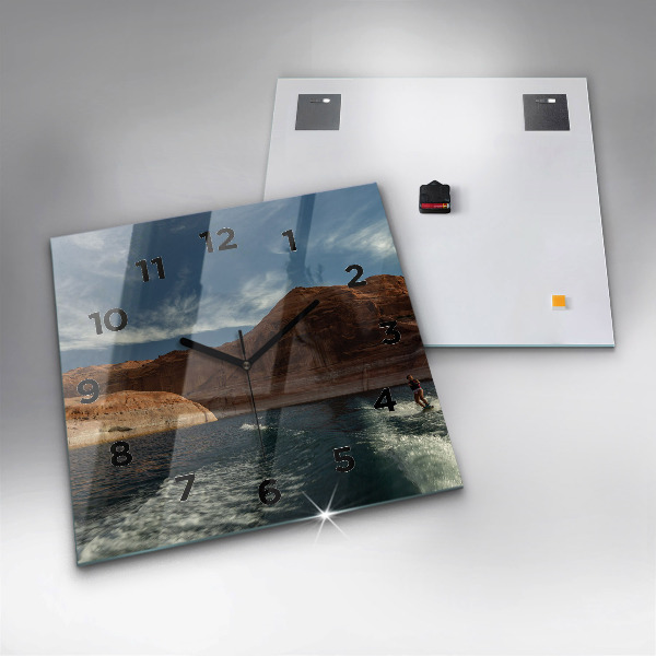 Square wall clock Person on water skis