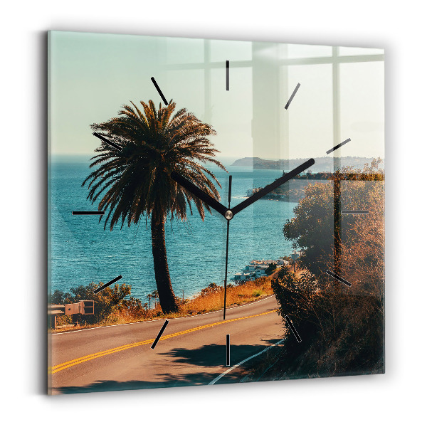 Square wall clock Palm trees in Malibu