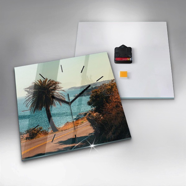 Square wall clock Palm trees in Malibu