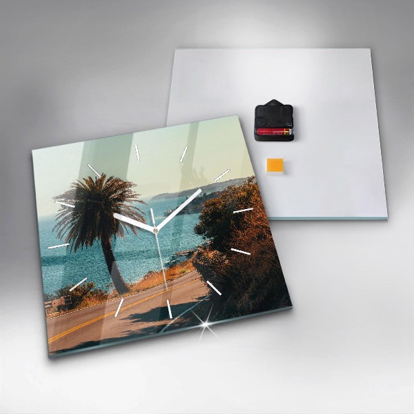 Square wall clock Palm trees in Malibu