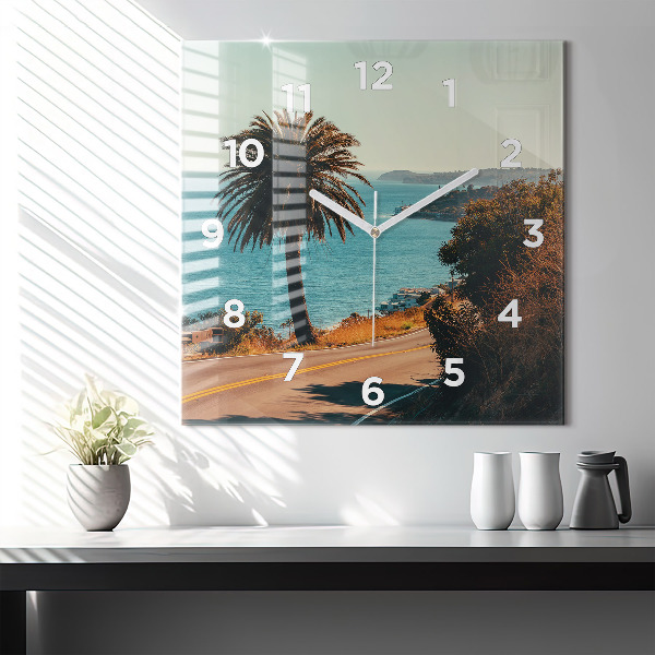 Square wall clock Palm trees in Malibu