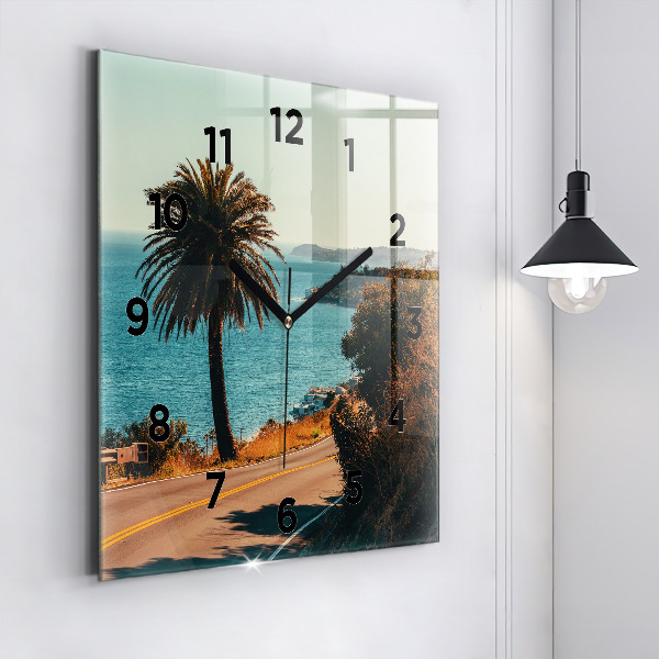 Square wall clock Palm trees in Malibu