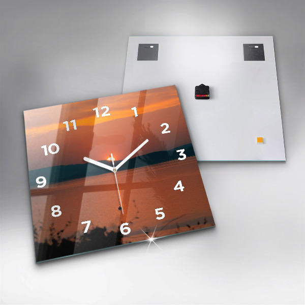 Square wall clock Lake Balaton in the evening