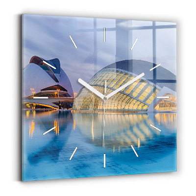 Square wall clock City sunset