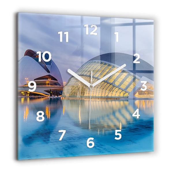 Square wall clock City sunset
