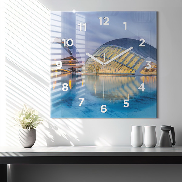 Square wall clock City sunset