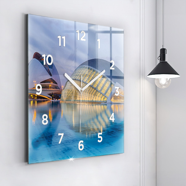 Square wall clock City sunset