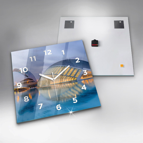 Square wall clock City sunset
