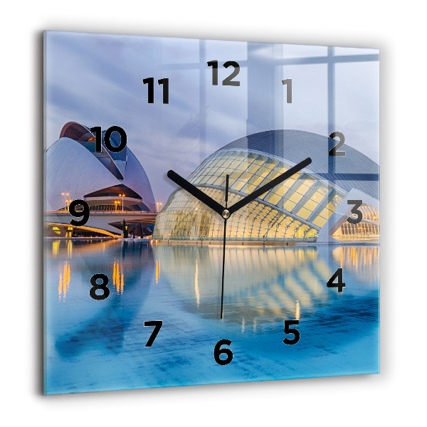 Square wall clock City sunset
