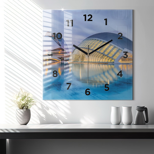 Square wall clock City sunset