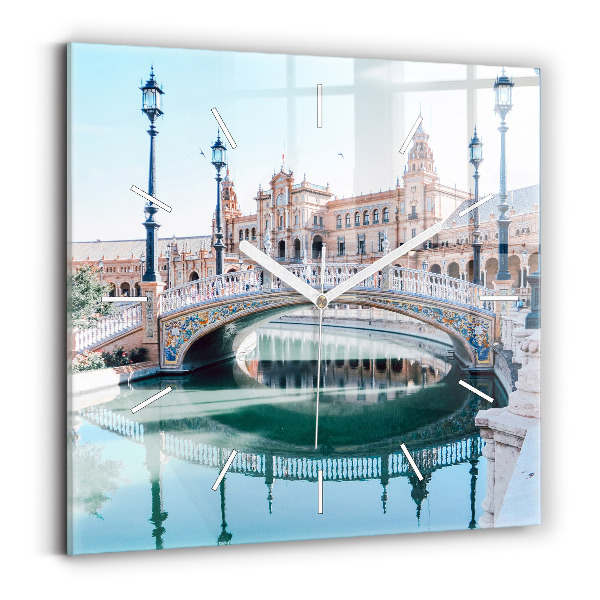 Square wall clock Plaza de Espana in Seville