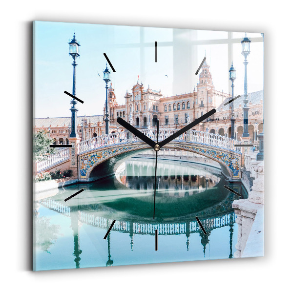 Square wall clock Plaza de Espana in Seville