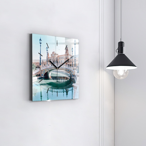 Square wall clock Plaza de Espana in Seville