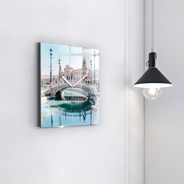 Square wall clock Plaza de Espana in Seville