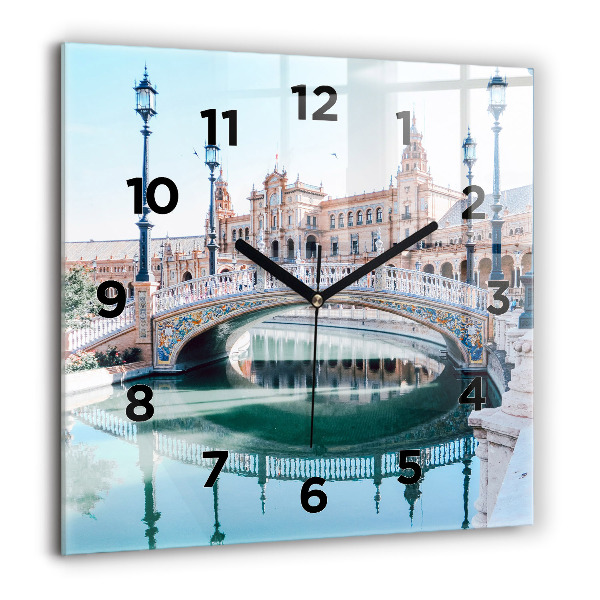 Square wall clock Plaza de Espana in Seville