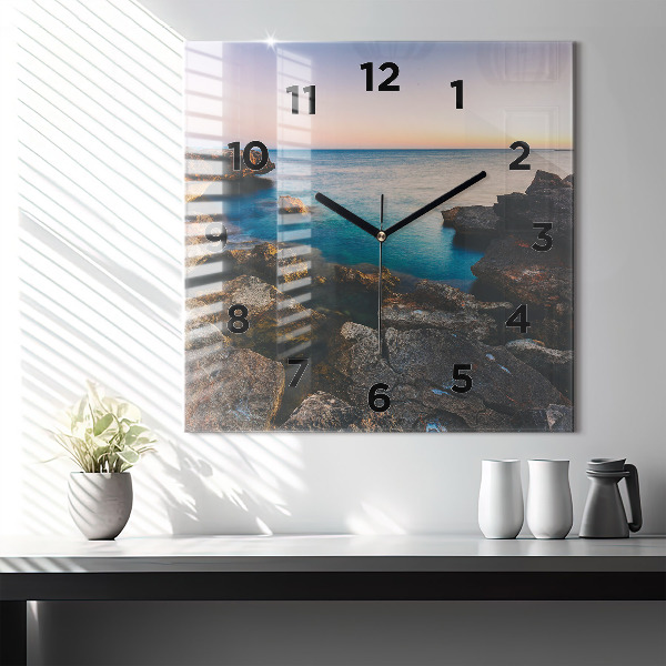 Square wall clock Sea landscape