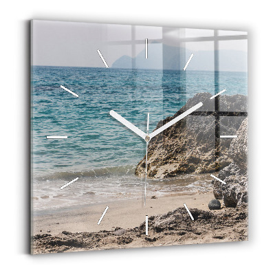 Square wall clock View of the Mediterranean Sea
