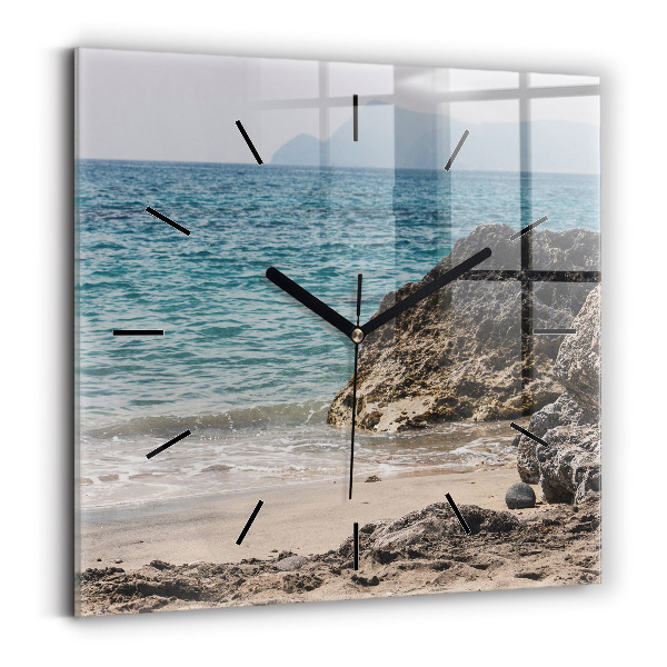 Square wall clock View of the Mediterranean Sea