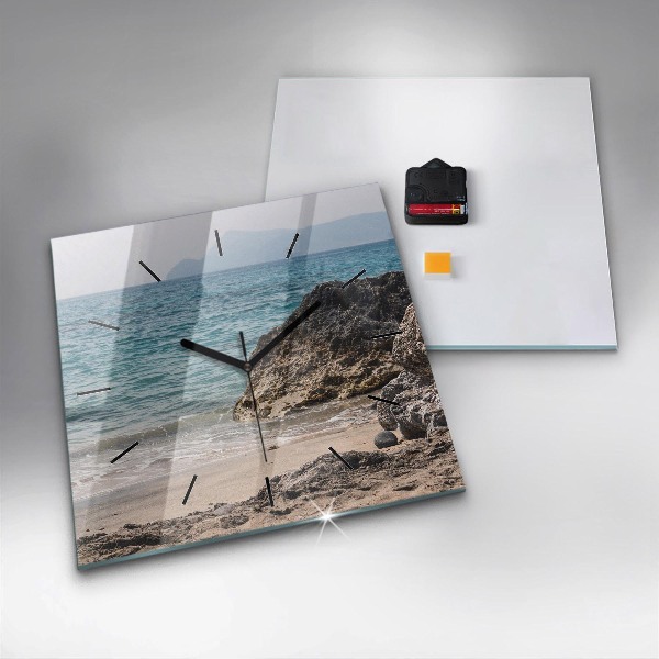 Square wall clock View of the Mediterranean Sea