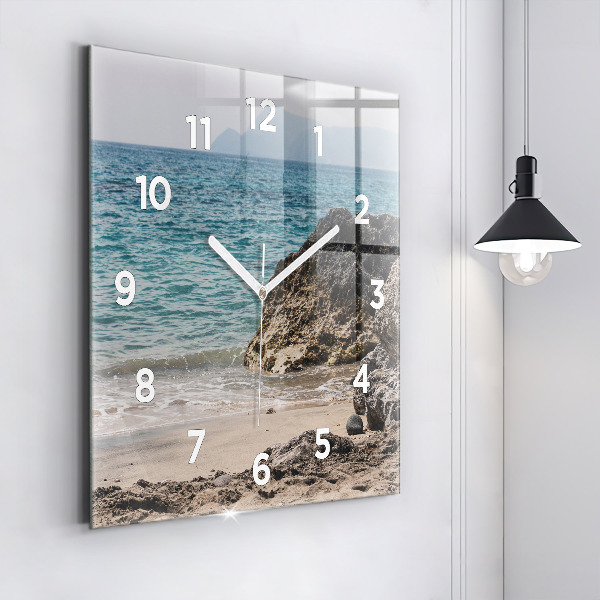 Square wall clock View of the Mediterranean Sea