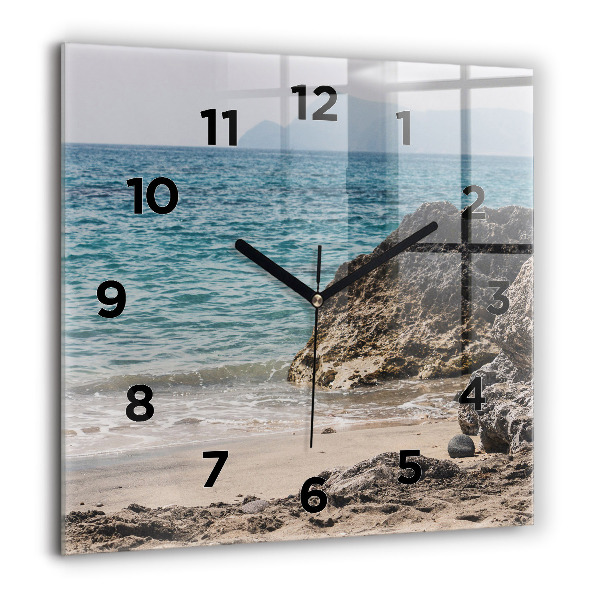 Square wall clock View of the Mediterranean Sea