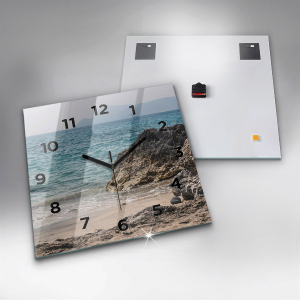 Square wall clock View of the Mediterranean Sea