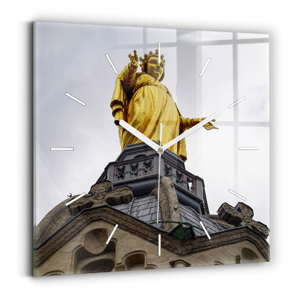 Square wall clock Statue of the Virgin Mary in Lyon