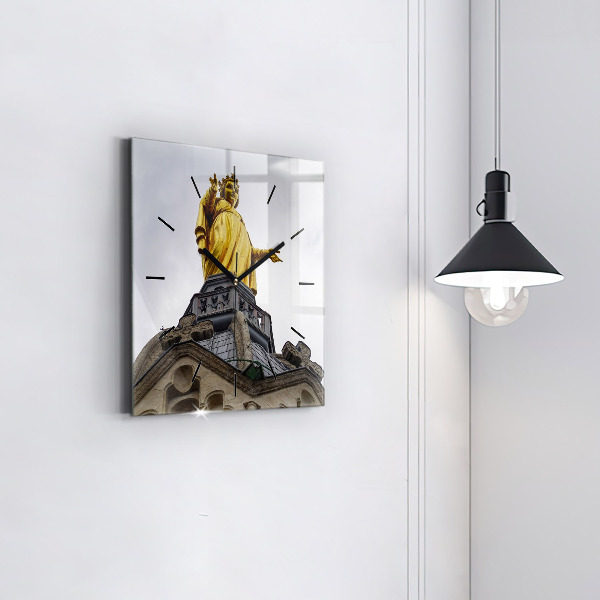 Square wall clock Statue of the Virgin Mary in Lyon