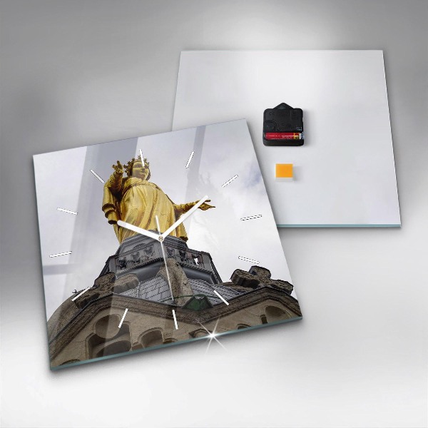 Square wall clock Statue of the Virgin Mary in Lyon