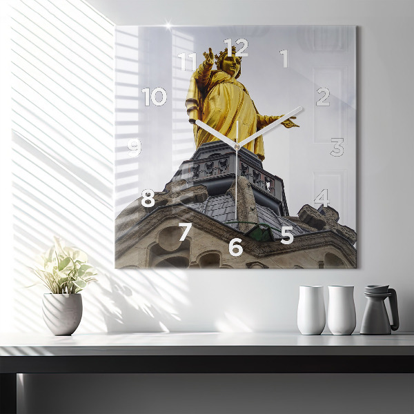 Square wall clock Statue of the Virgin Mary in Lyon