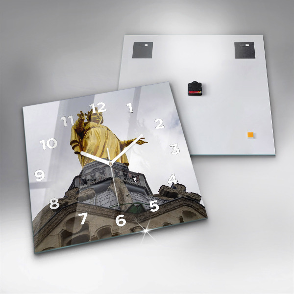 Square wall clock Statue of the Virgin Mary in Lyon