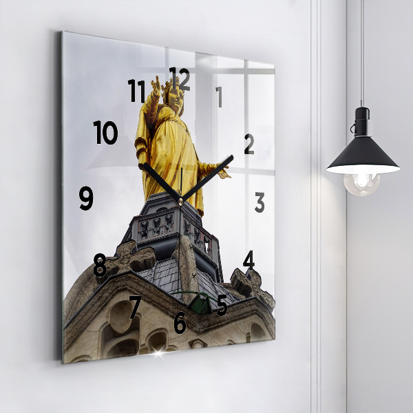 Square wall clock Statue of the Virgin Mary in Lyon