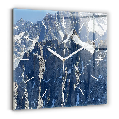 Square wall clock Alps Mountains in Winter