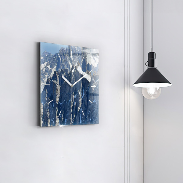 Square wall clock Alps Mountains in Winter