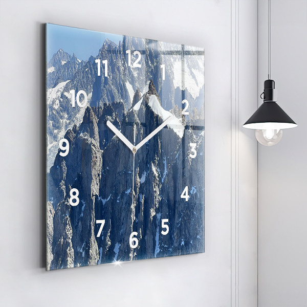 Square wall clock Alps Mountains in Winter