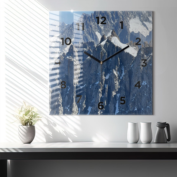 Square wall clock Alps Mountains in Winter