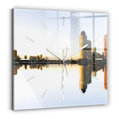 Square wall clock A city on the river