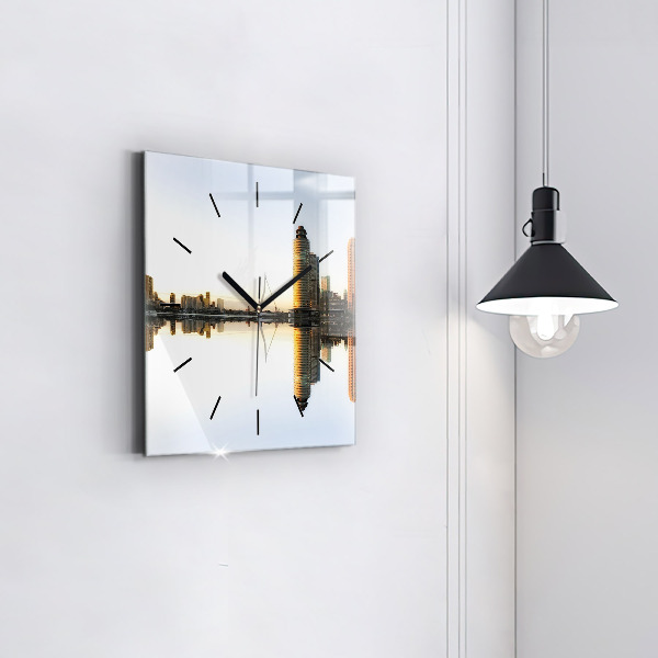 Square wall clock A city on the river